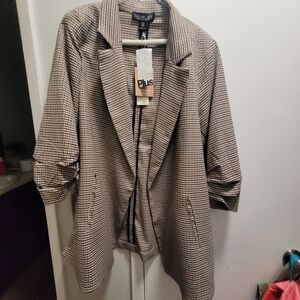Rachel Zoe Plaid 3/4 Length Sleeve Blazer